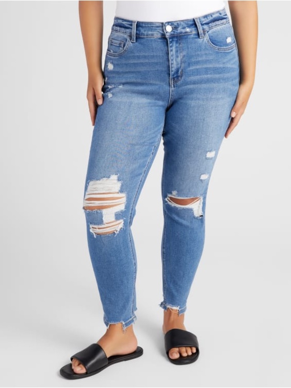 Seven7 Light Blue High-Rise Distressed Skinny Jeans